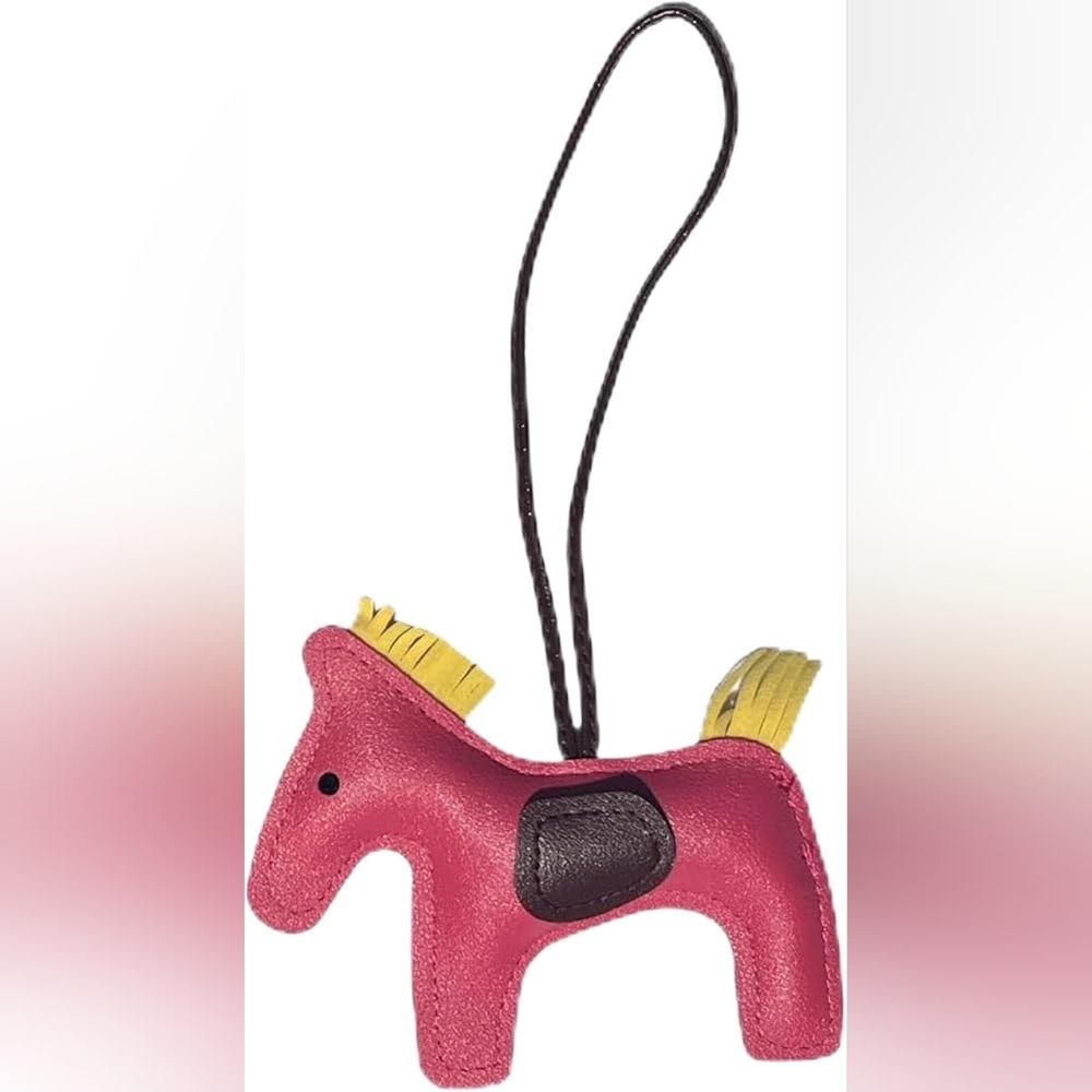 Designer Inspired Hot Pink with yellow mane and tail Horse Rodeo Bag Charm New